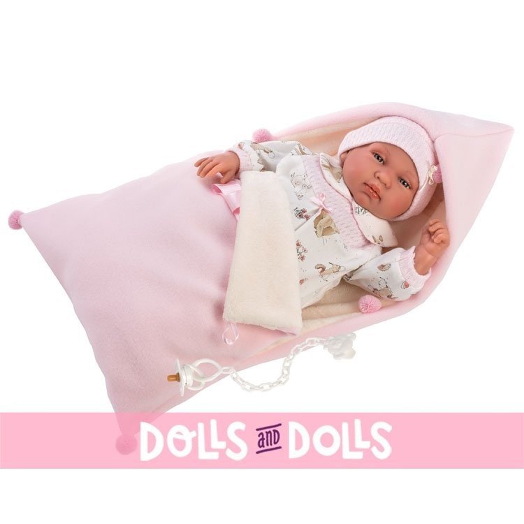 Llorens Puppe 44 cm - Newborn Crying Tina mit Schlafsack-Sack