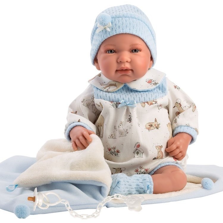 Llorens Puppe 44 cm - Newborn Crying Tino mit Schlafsack-Sack-