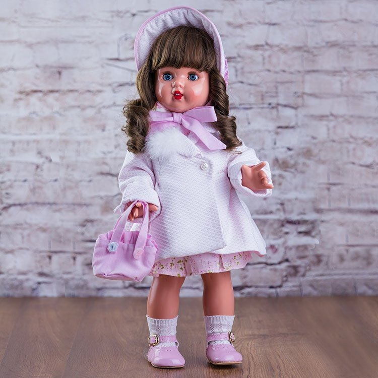 Mariquita Pérez Puppe 50 cm - Mit weißem und rosa Mantel