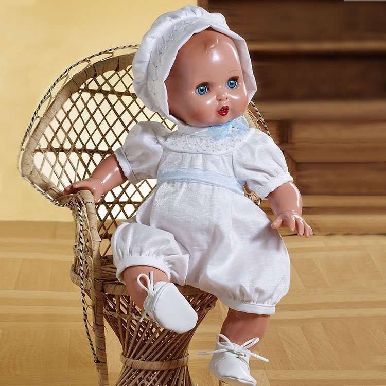 Baby Juanín Puppe 40 cm - Mit weißem Strampler und Kapuze