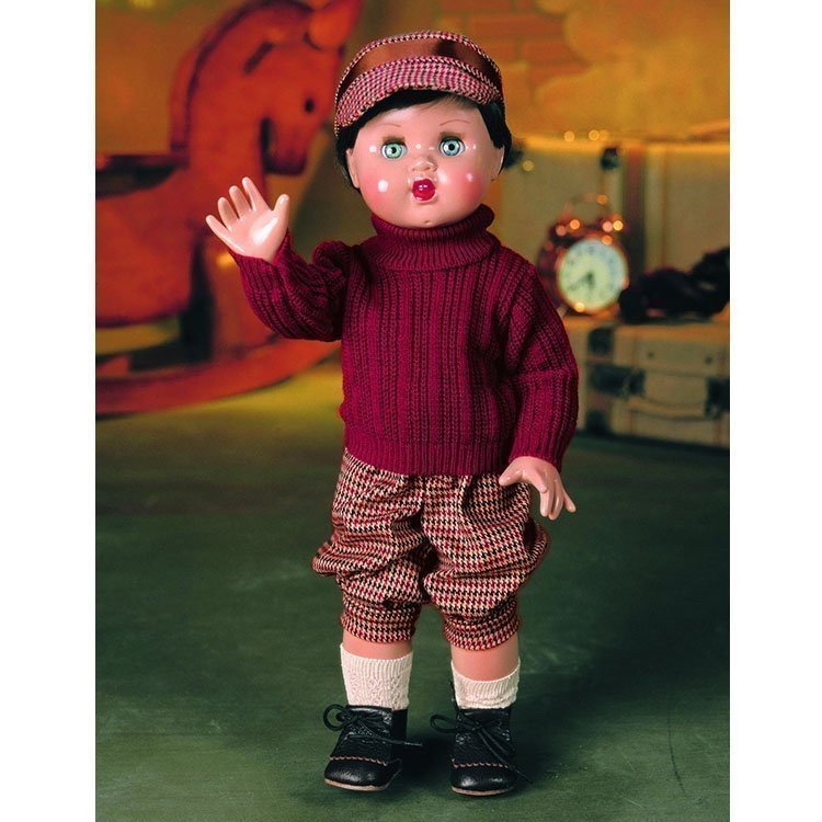Juanín Pérez Puppe 50 cm - Mit granatrotem Pullover und Hut