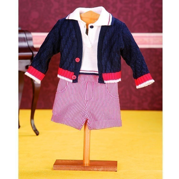 Outfit für Juanín Pérez Puppe 50 cm - Gestreiftes Hosenset weiß / rot