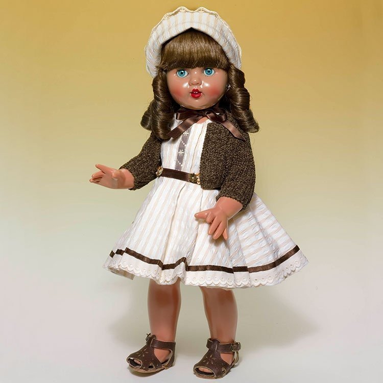 Mariquita Pérez Puppe 50 cm - Mit beigem und braunem Kleid mit Jacke