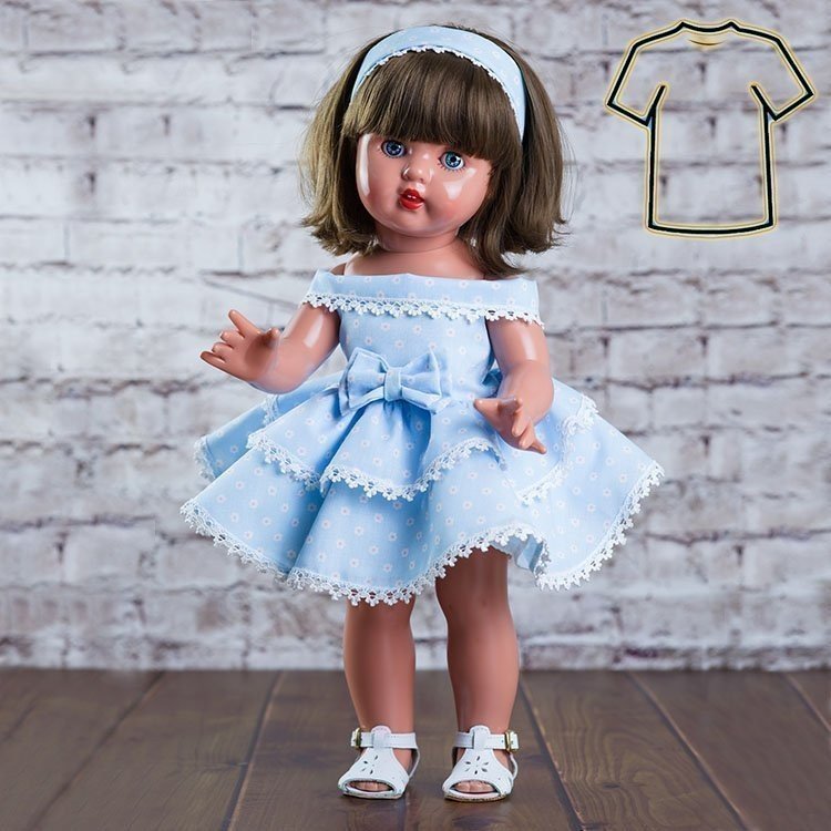 Outfit für Mariquita Pérez Puppe 50 cm - Blaues Kleid mit Volants