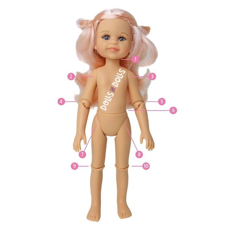 Paola Reina Puppe 32 cm - Las Amigas Articulated - Miriam in rosa gepunktetem Kleid