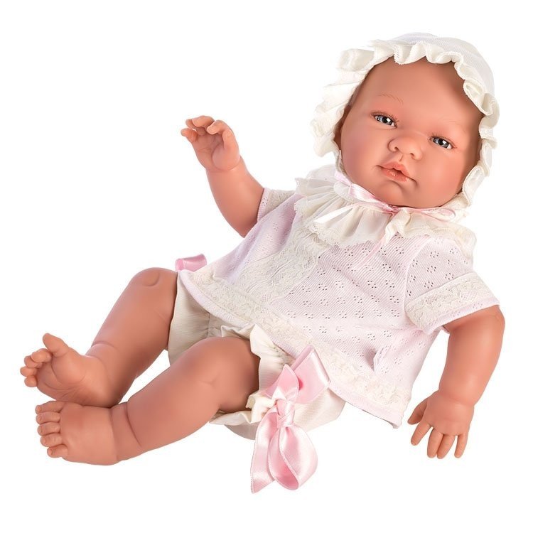Así Puppe 43 cm - Maria mit rosa geschnürtem Baby Outfit