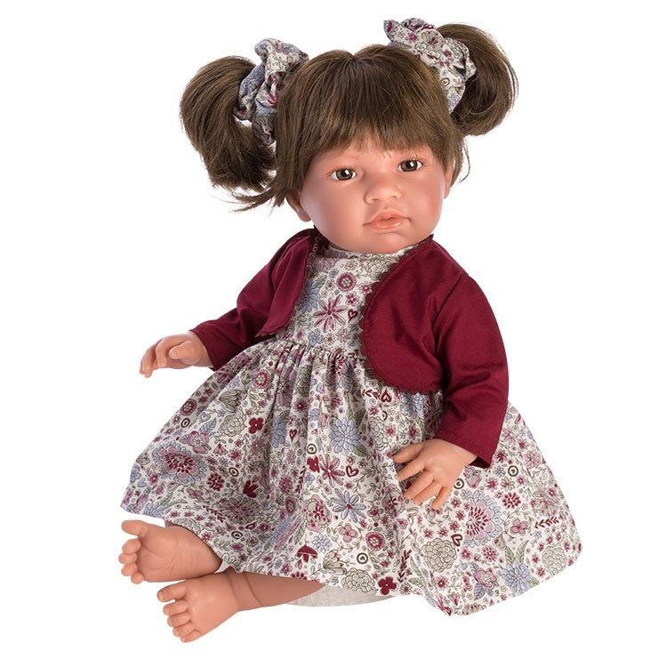 Así Puppe 46 cm - Noor mit kastanienbraun geblümtem Kleid und Jacke