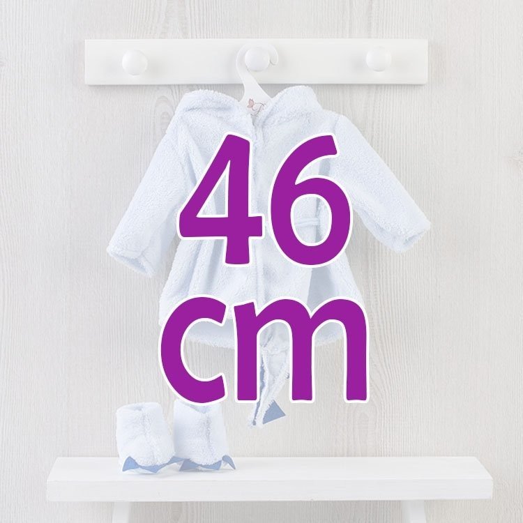 Outfit für Así-Puppe 46 cm - Blauer Drachen-Bademantel mit Turnschuhen für Leo-Puppe
