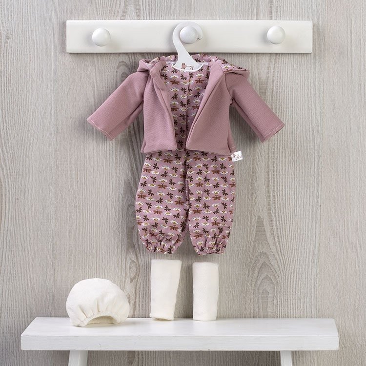 Outfit für Así-Puppe 40 cm - Bedruckter Overall und Kapuzenjacke für Sabrina-Puppe