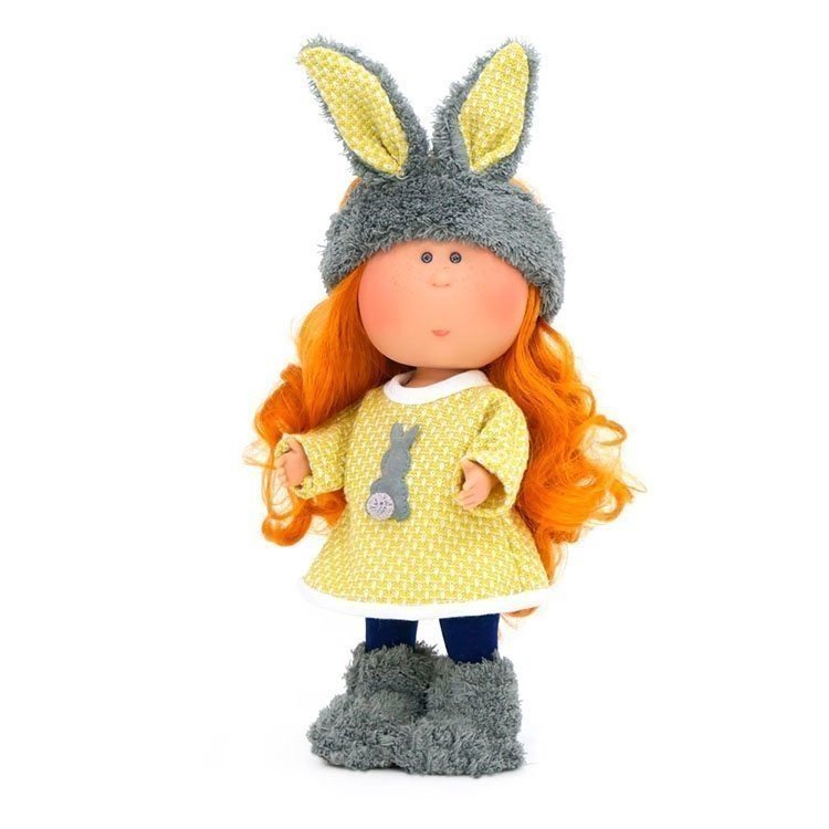 Nines d'Onil Puppe 30 cm - Rotschopf Mia mit grauem Hase Sportset