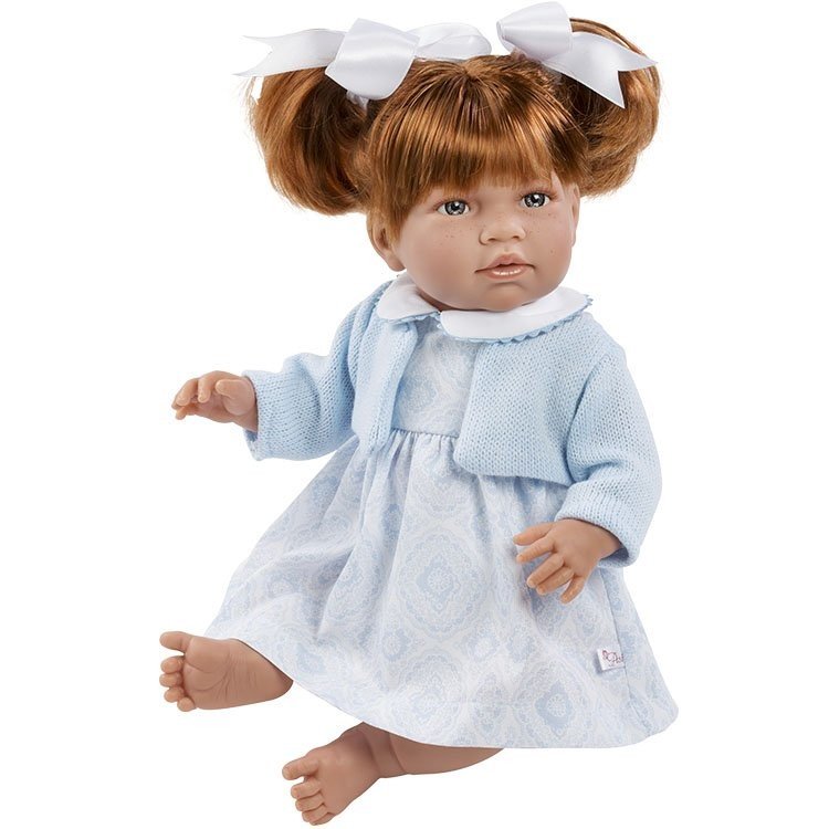 Así Puppe 46 cm - Noor mit Medaillonkleid und blauer Jacke
