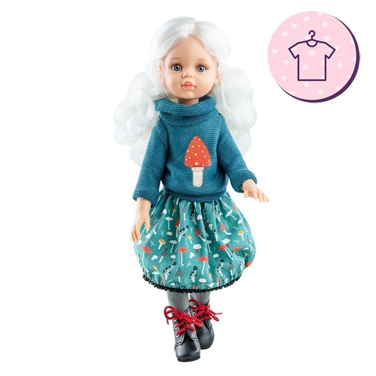 Outfit für Paola Reina Puppe 32 cm - Las Amigas - Cécile blaues Winteroutfit