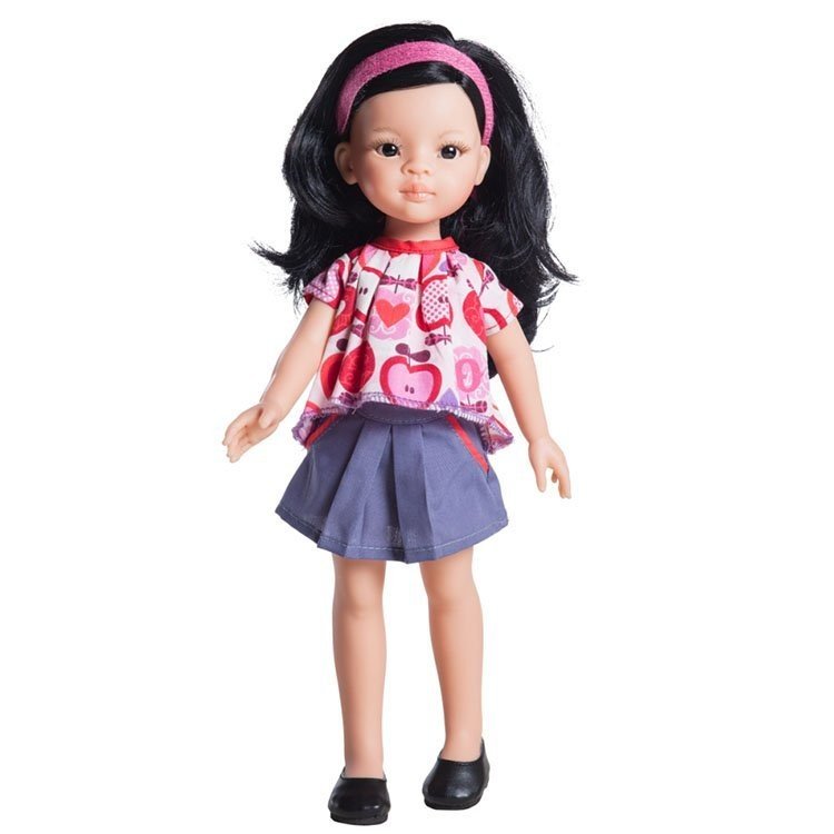 Paola Reina Puppe 32 cm - Las Amigas - Liu mit Kleid mit Äpfeln