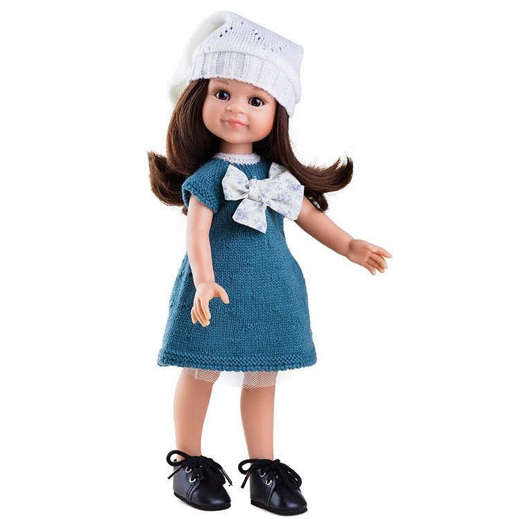Paola Reina Puppe 32 cm - Las Amigas - Cleo mit blauem Kleid und weißem Hut