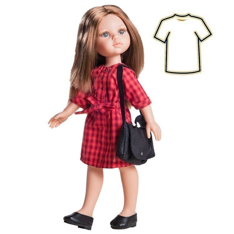 Paola Reina Puppe Outfit 32 cm - Las Amigas - Kleid rot kariert Carol