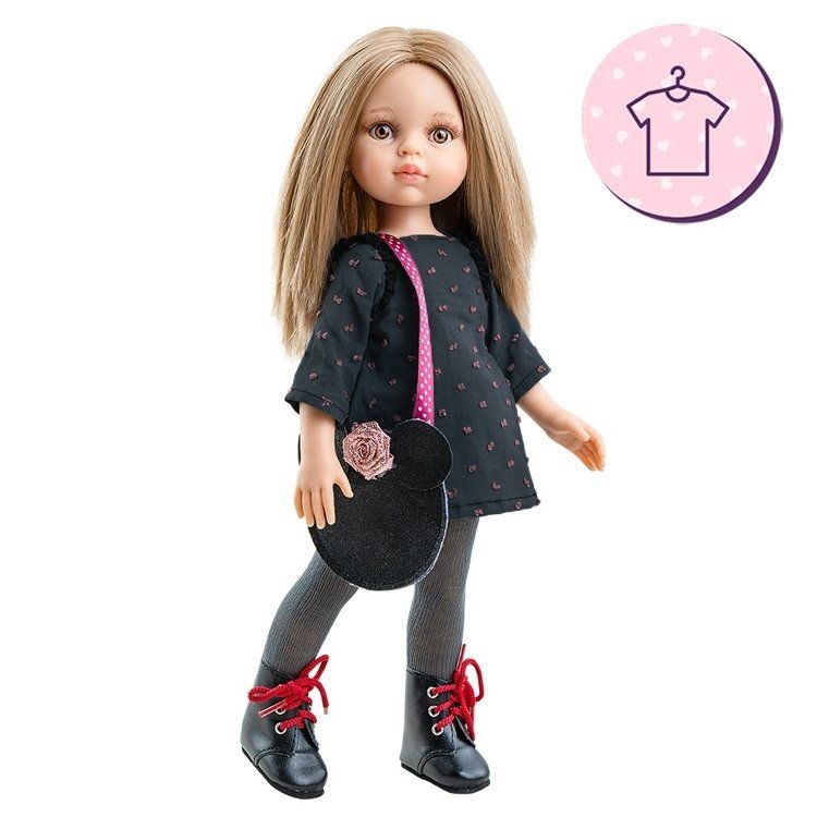 Outfit für Paola Reina Puppe 32 cm - Las Amigas - Carla Blei grau und rosa Outfit