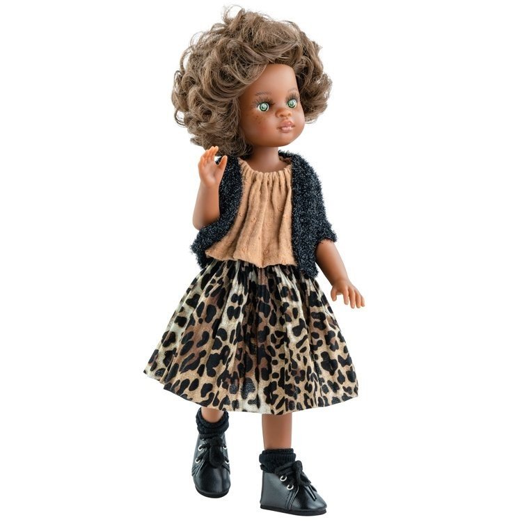 Paola Reina Puppe 32 cm - Las Amigas Articulated - Nora im „Animal Print“-Outfit