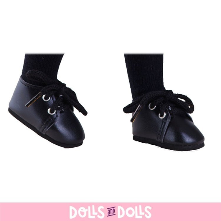 Zubehör für Paola Reina 32 cm Puppe - Las Amigas - Schwarze Schuhe mit Schnürsenkel