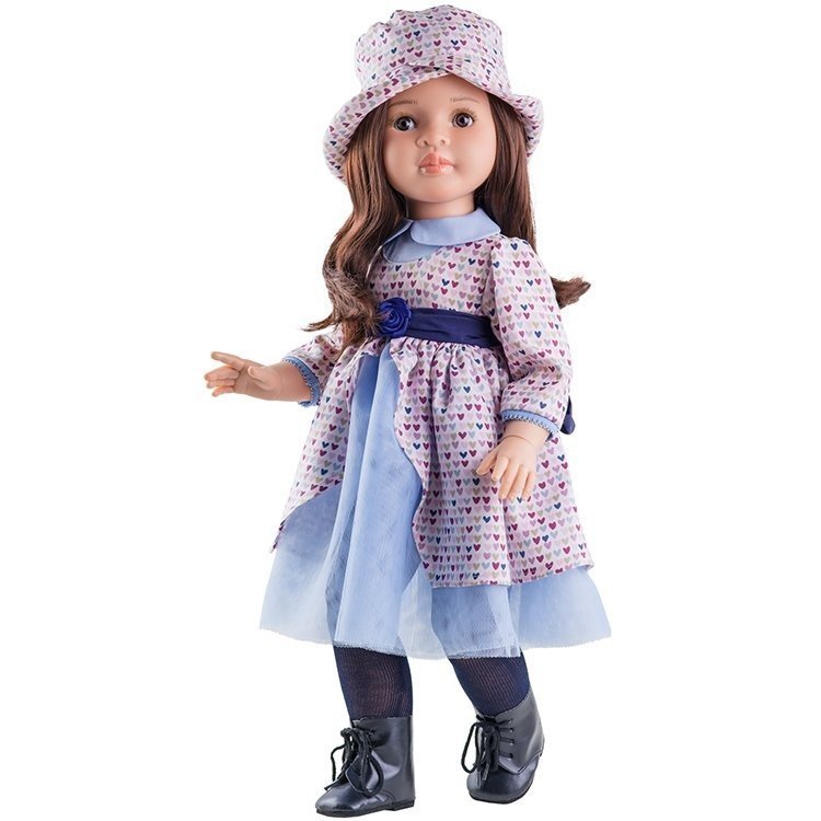 Paola Reina Puppe 60 cm - Las Reinas - Lidia mit Herz bedrucktes Kleid