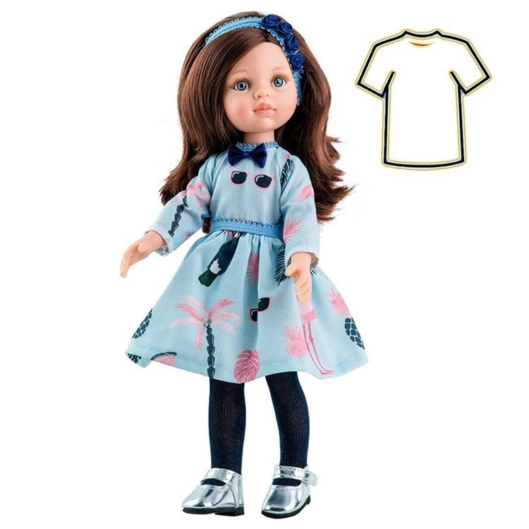 Outfit für Paola Reina Puppe 32 cm - Las Amigas - Carol bedrucktes Kleid