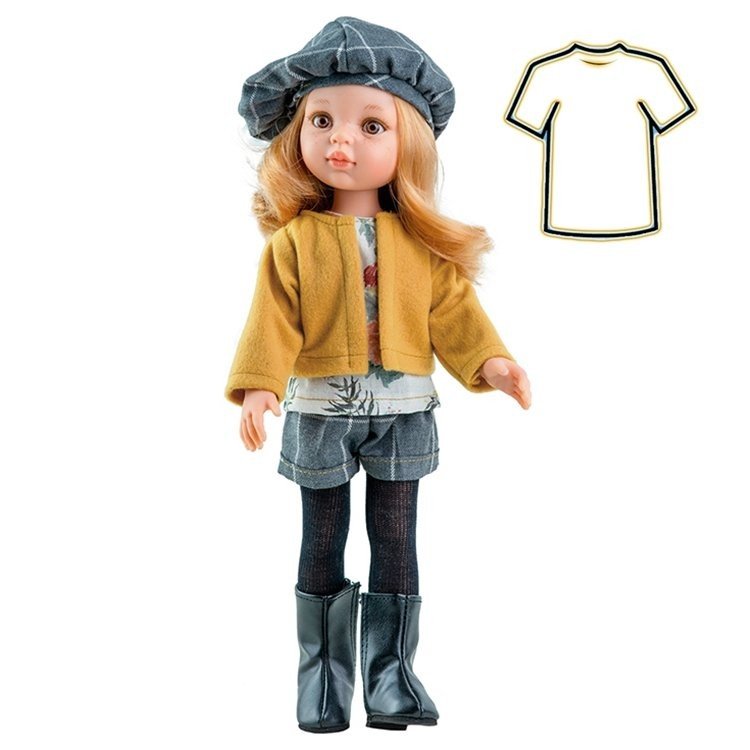 Outfit für Paola Reina Puppe 32 cm - Las Amigas - Dasha Kleid mit senffarbener Jacke