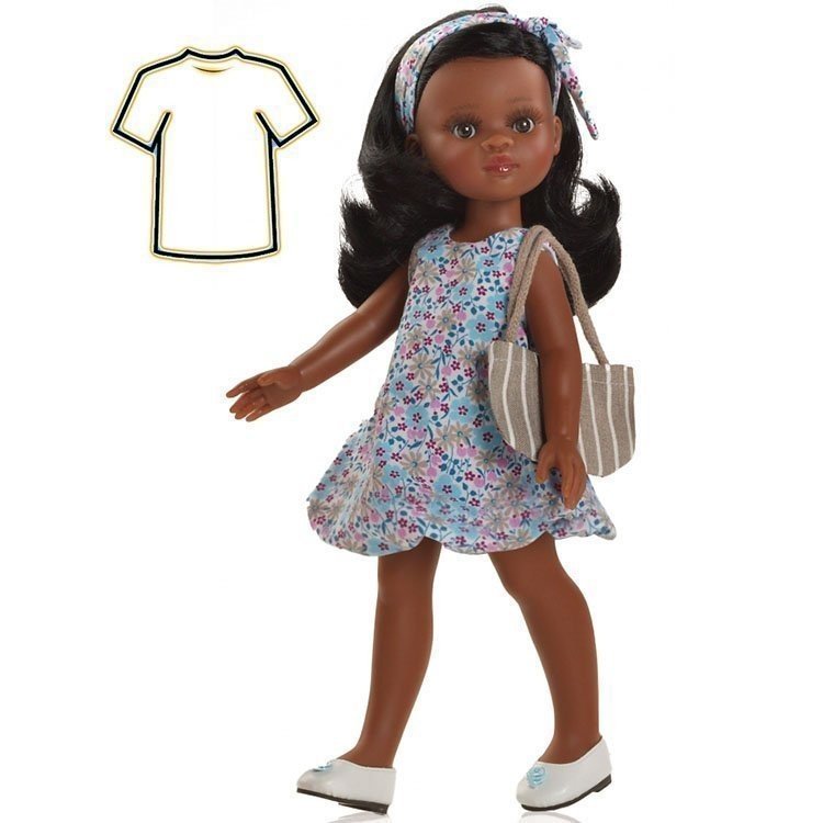 Paola Reina Puppenoutfit 32 cm - Las Amigas - Kleid Nora Sommer mit Blumen und Tasche
