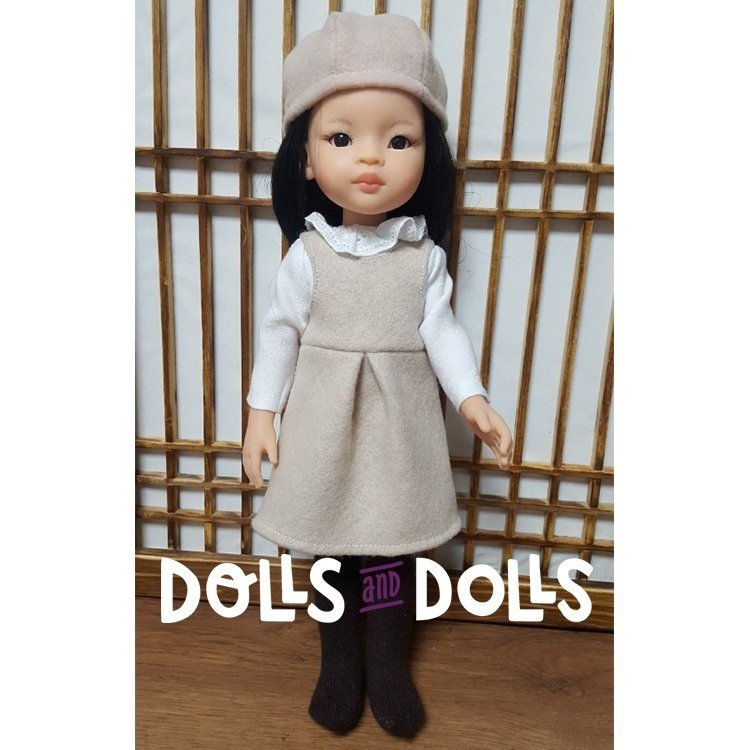 Dolls And Dolls herunterladbares Muster für Las Amigas Puppen - Kariertes Kleid mit Bluse