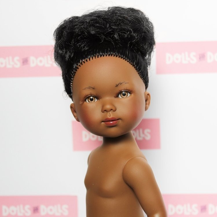 Vestida de Azul Puppe 28 cm - Carlota Afroamerikanerin mit Haarknoten ohne Kleidung