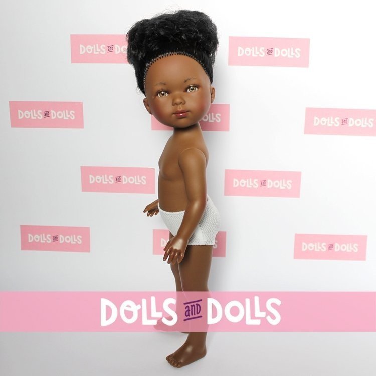 Vestida de Azul Puppe 28 cm - Carlota Afroamerikanerin mit Haarknoten ohne Kleidung