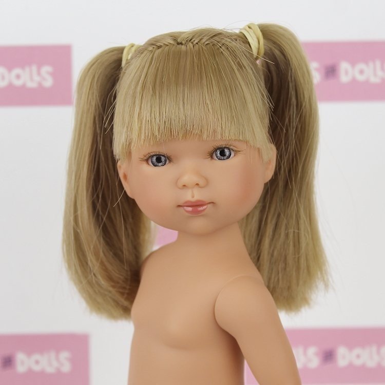Vestida de Azul Puppe 28 cm - Carlota Blondine mit Zöpfen ohne Kleidung