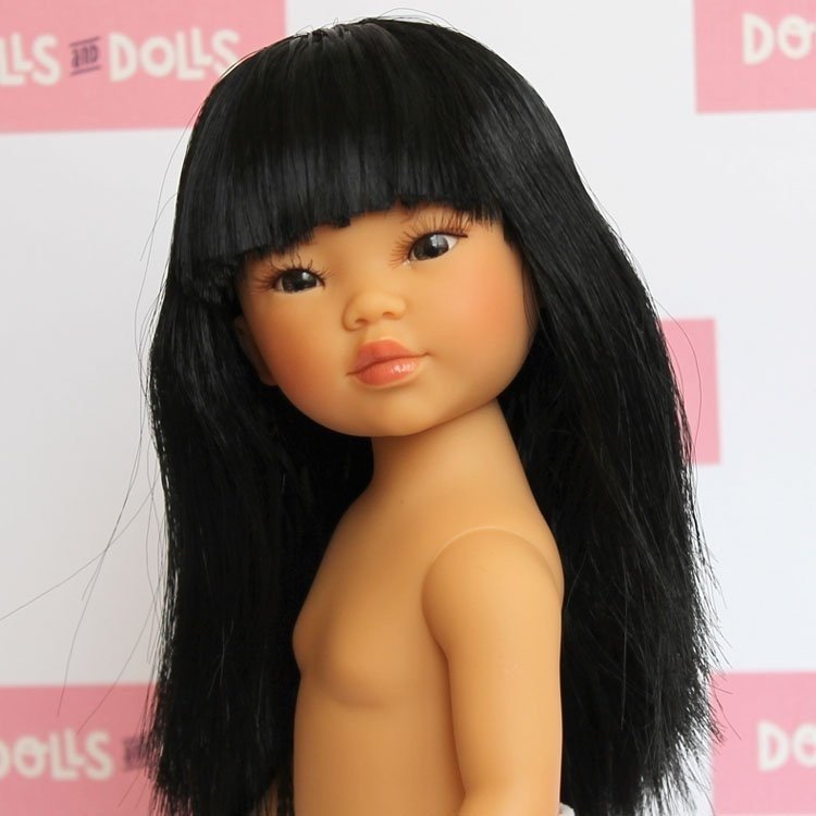Vestida de Azul Puppe 28 cm - Los Amigos de Carlota - Umi glattes schwarzes Haar und Fransen ohne Kleidung