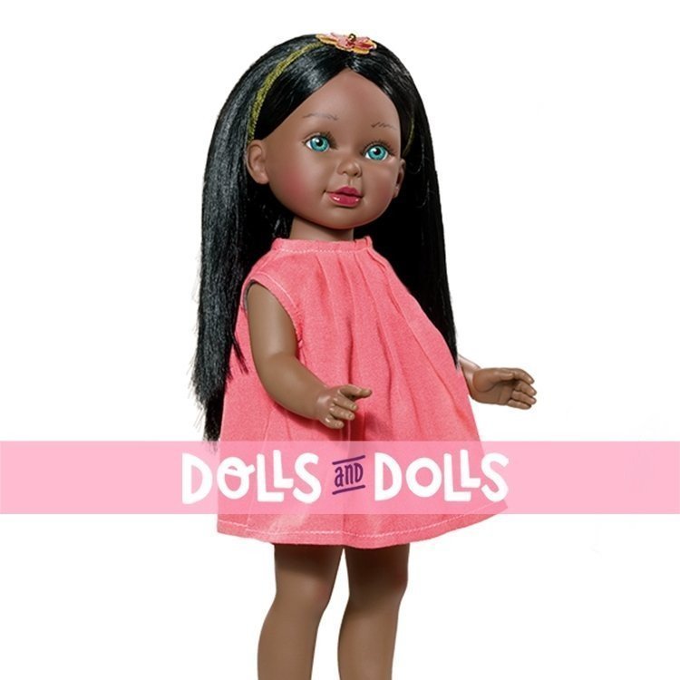 Vestida de Azul Puppe 33 cm - Paulina Afroamerikanerin mit rosa Kleid