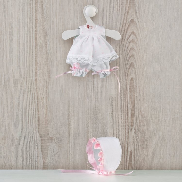Outfit für Así-Puppe 20 cm - Organza-Kleid in Weiß und Rosa für Bomboncín-Puppe
