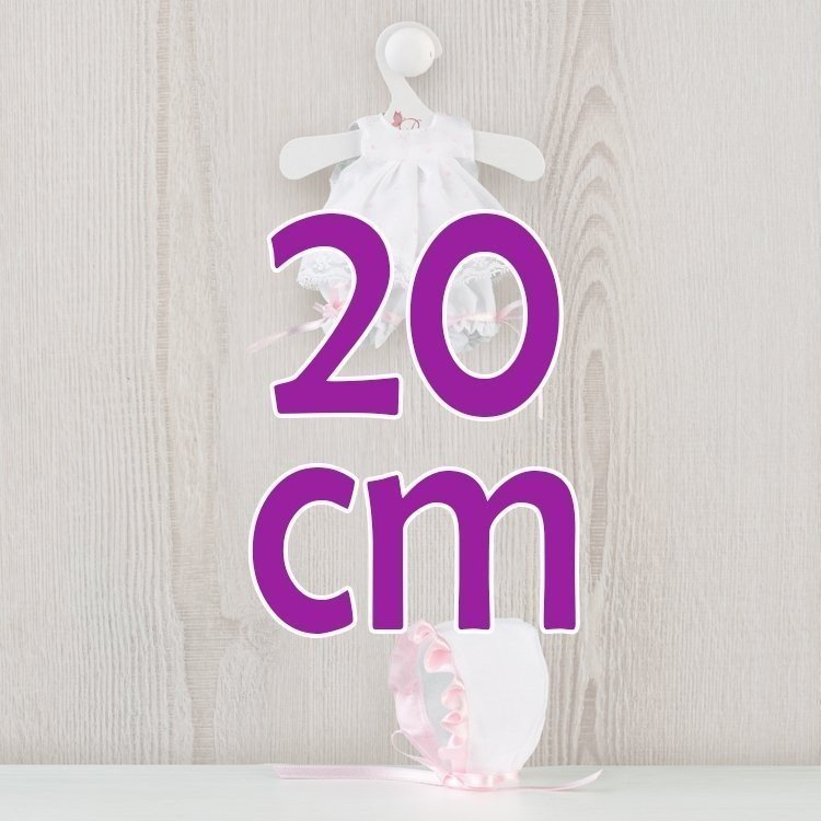 Outfit für Así-Puppe 20 cm - Organza-Kleid in Weiß und Rosa für Bomboncín-Puppe