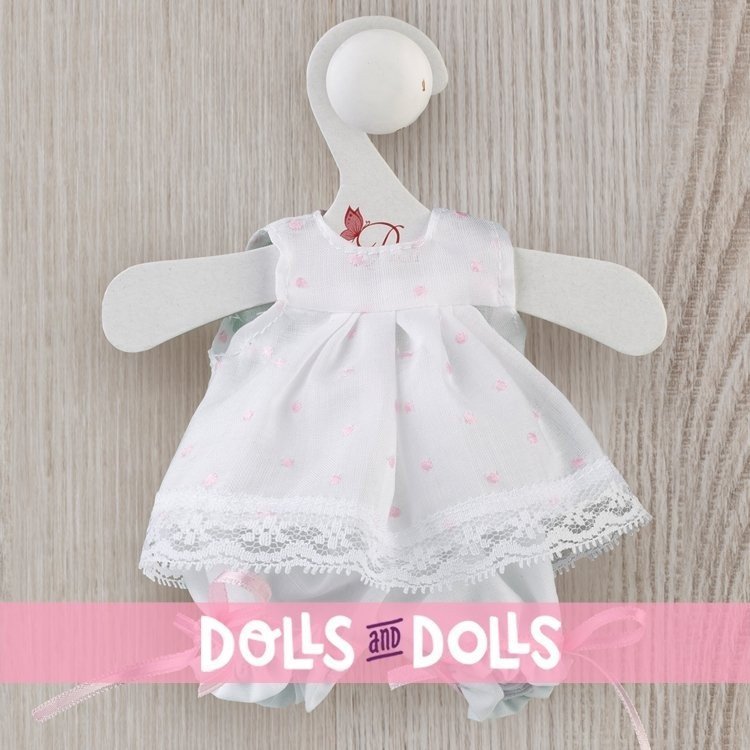 Outfit für Así-Puppe 20 cm - Organza-Kleid in Weiß und Rosa für Bomboncín-Puppe