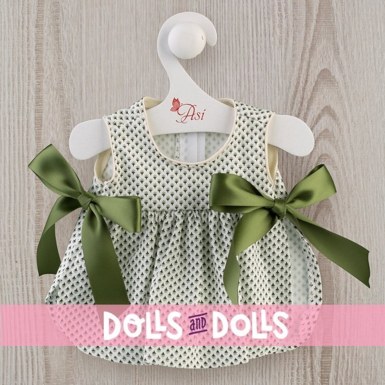 Outfit für Así-Puppe 36 cm - Grünes Blumenkleid mit Schleifen für Guille-Puppe