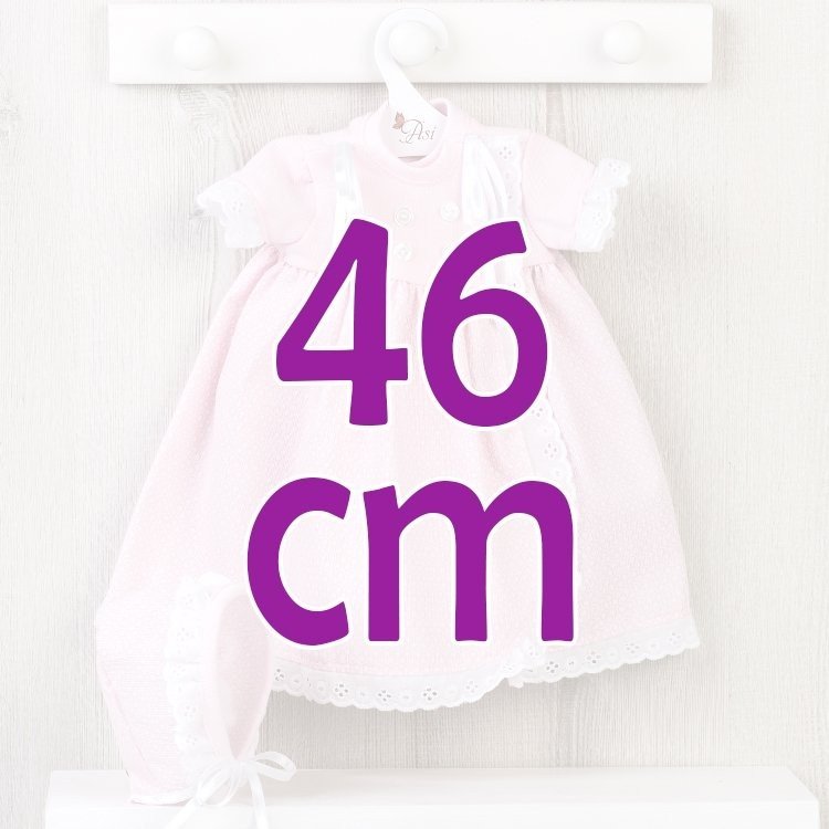 Outfit für Así Puppe 46 cm - Gesticktes Piqué rosa Babykleid für Leo