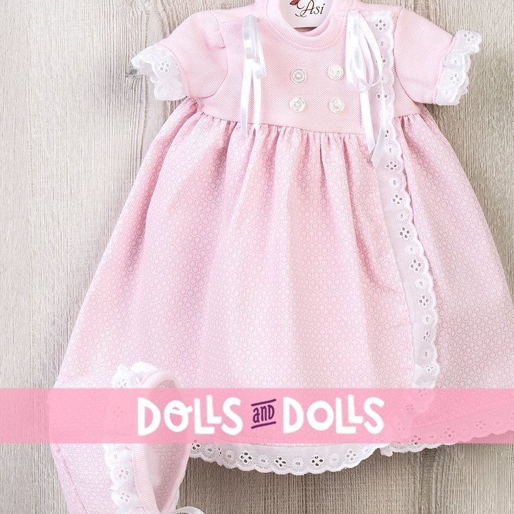 Outfit für Así Puppe 46 cm - Gesticktes Piqué rosa Babykleid für Leo
