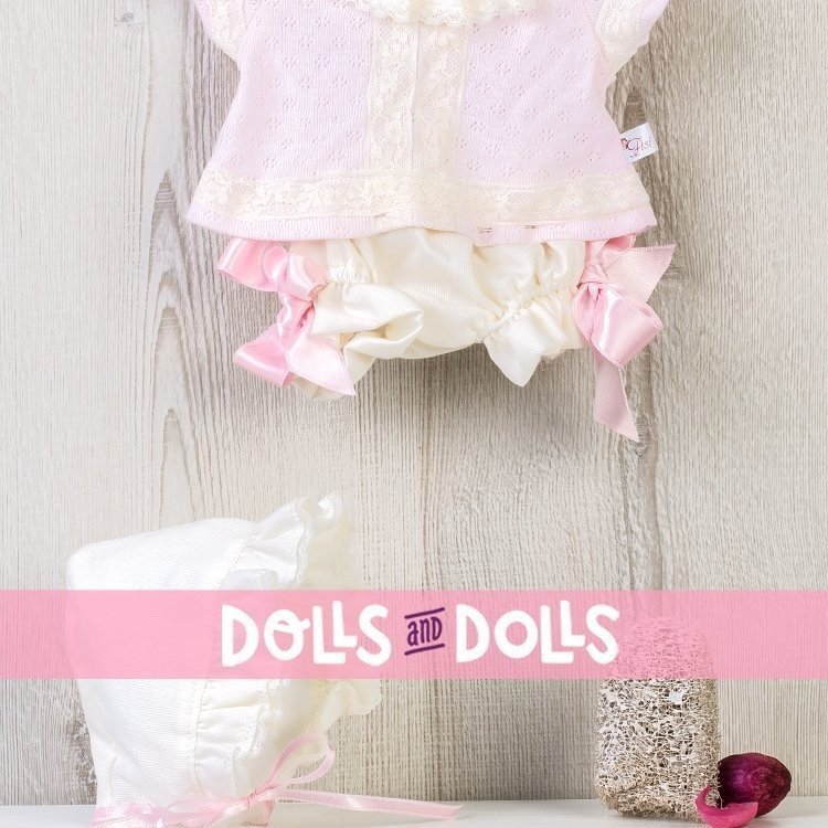 Así Puppen-Outfit 43 cm - Rosa geschnürtes Baby-Outfit mit Kapuze für María