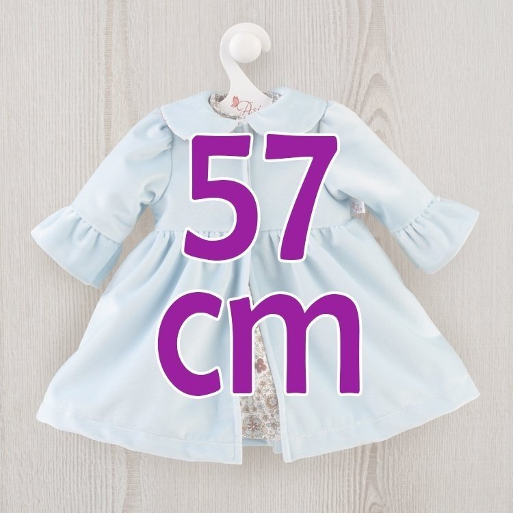 Outfit für Así Puppe 57 cm - Hellblauer Mantel für Pepa Puppe