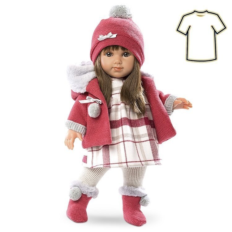 Kleidung für Llorens Puppen 35 cm - Rot kariertes Outfit