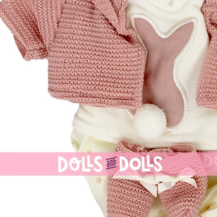 Kleidung für Llorens Puppen 33 cm - Sterne bedrucktes Outfit mit Jacke und Stiefeletten