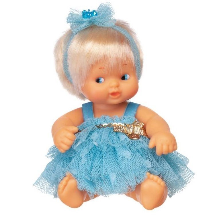 Barriguitas Klassische Puppe 15 cm - Barriguitas Baby Ballett - Blondes Mädchen im blauen Kleid