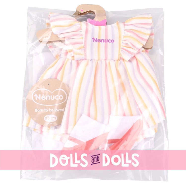 Outfit für Nenuco Puppe 35 cm - Kleid mit farbigen Streifen