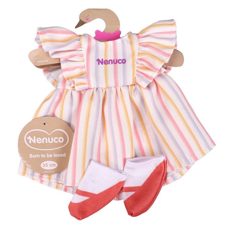 Outfit für Nenuco Puppe 35 cm - Kleid mit farbigen Streifen