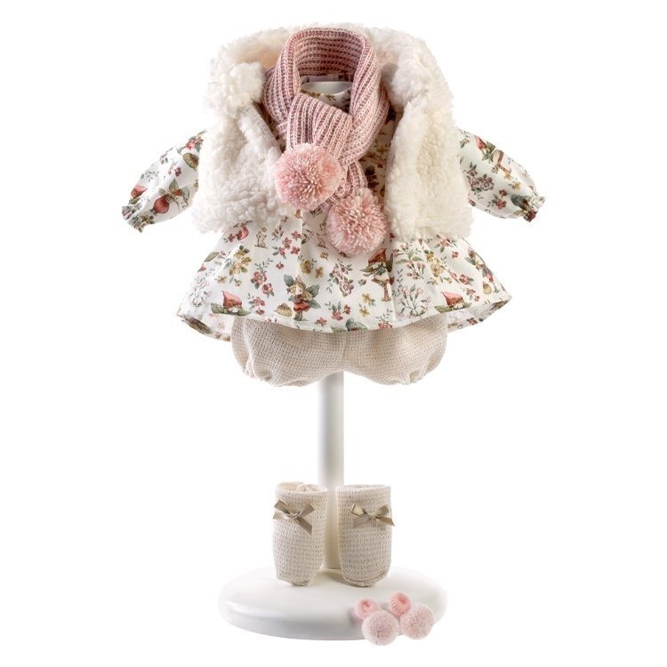 Kleidung für Llorens Puppen 38 cm - Kleid mit Feenmuster, Jacke, Socken und Schal