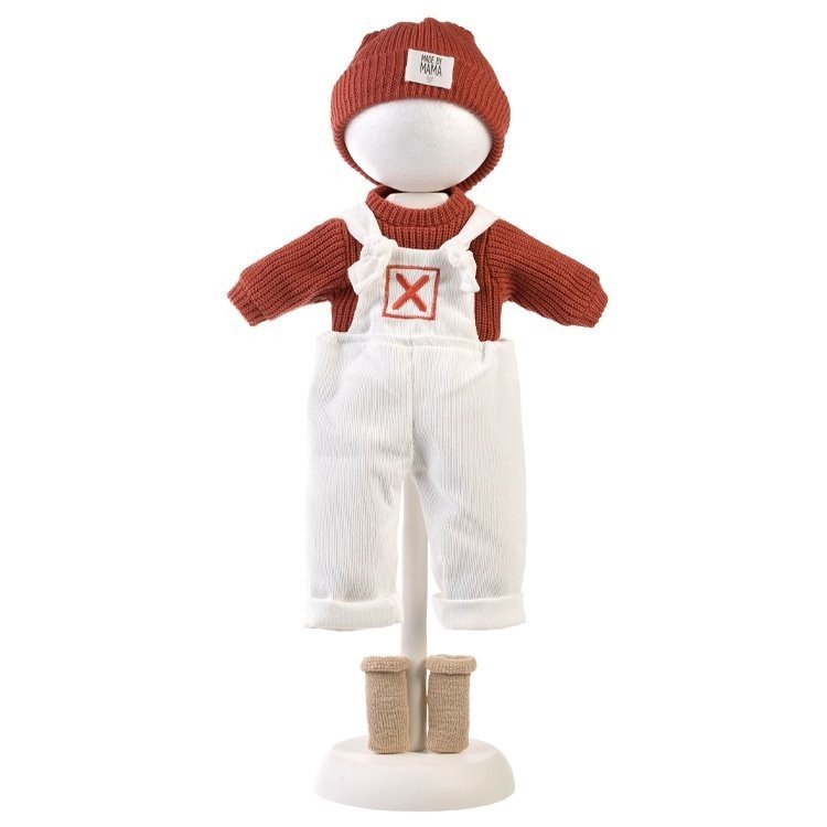 Kleidung für Llorens Puppen 42 cm - Weißer Overall mit rotem Pullover und Hut