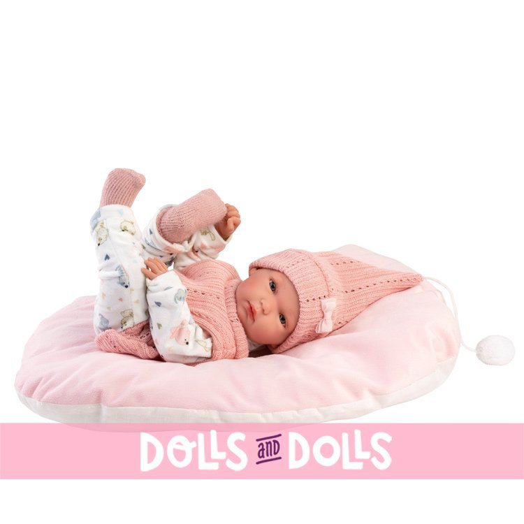 Llorens Puppe 35 cm - Bimba Neugeborenes mit Kätzchen-Print Kleid