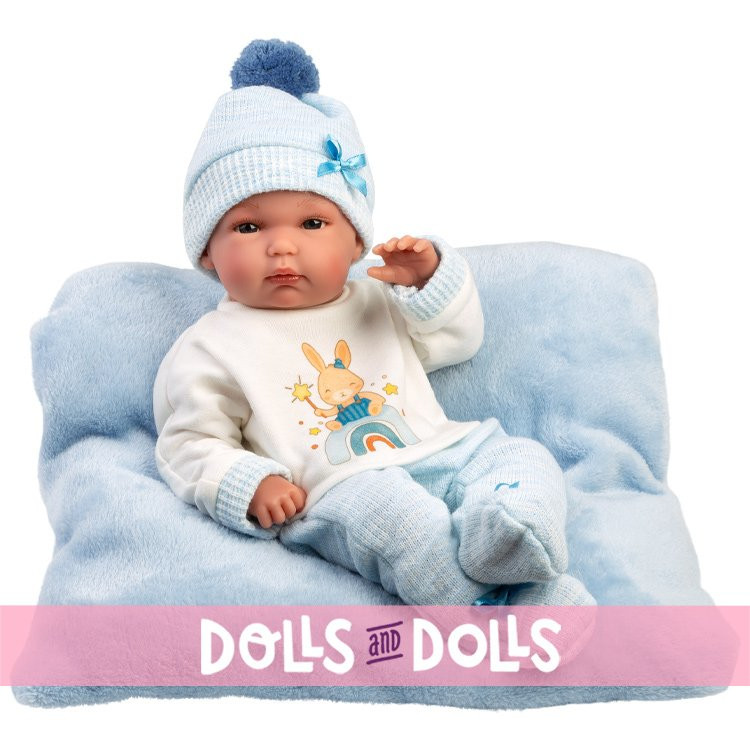 Llorens Puppe 35 cm - Bimbo mit hellblauem Kissen