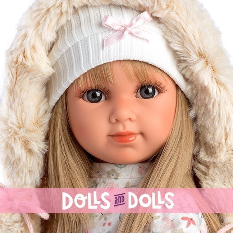 Llorens Puppe 35 cm - Elena mit Blumenkleid und Kapuzenjacke